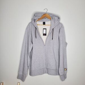 Peloton light gray zip up hoodie unisex with logo on back size large